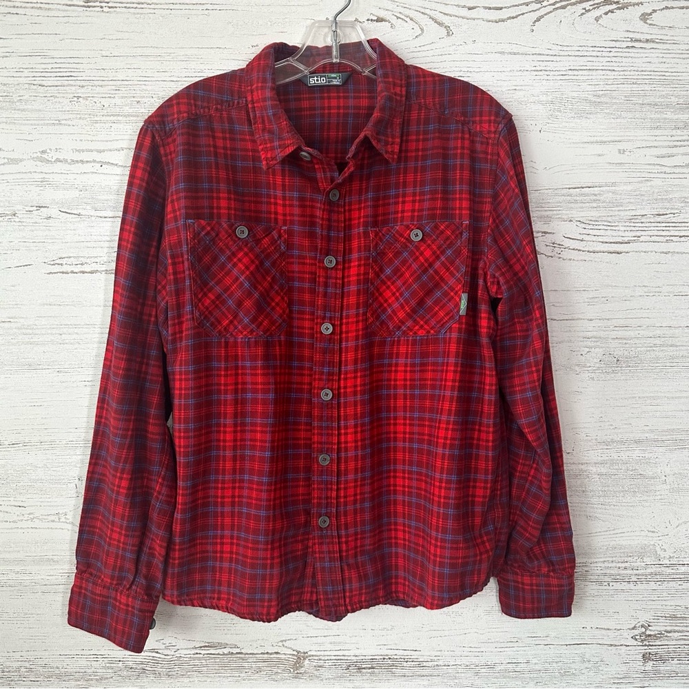 STIO Men’s Plaid Flannel Shirt Medium Lightweight Gorpcore
